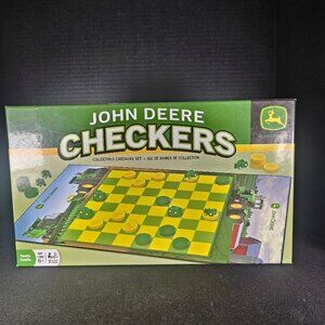 John Deere Collectible Checker Set W Signature Green & Yellow Checkers Tractors